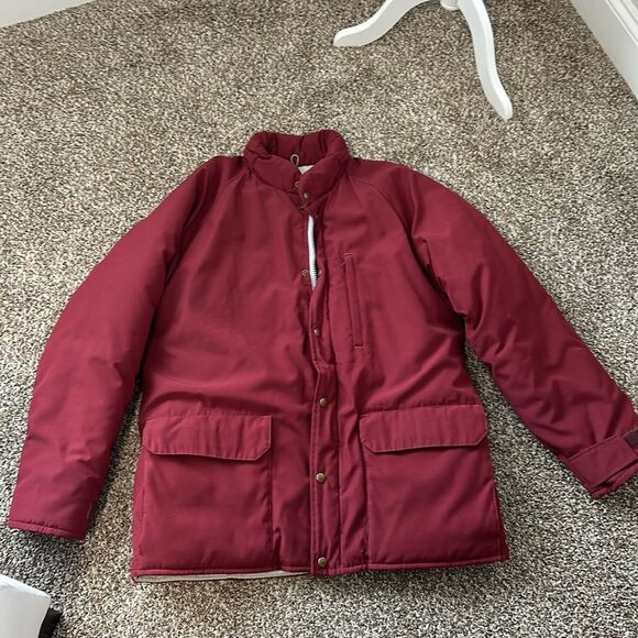 Vintage 80s LLbean Winter Insulated Burgundy Winter Snow Ski Jacket Coat L - Picture 12 of 15